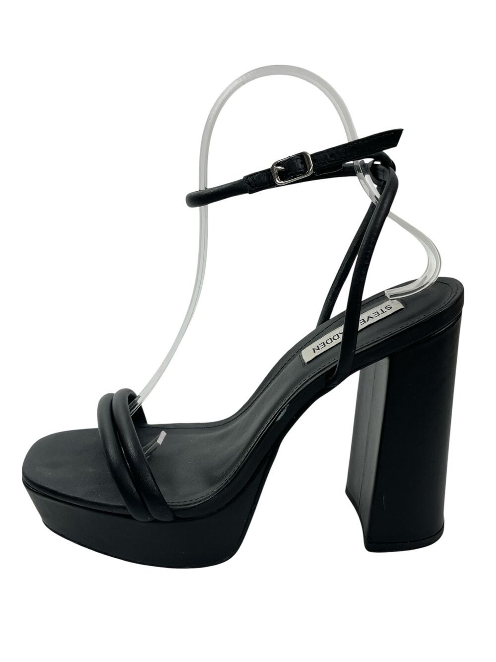 Steve Madden LOFTY Women's Black Block High Heels Slingback Platform Sandals 7.5